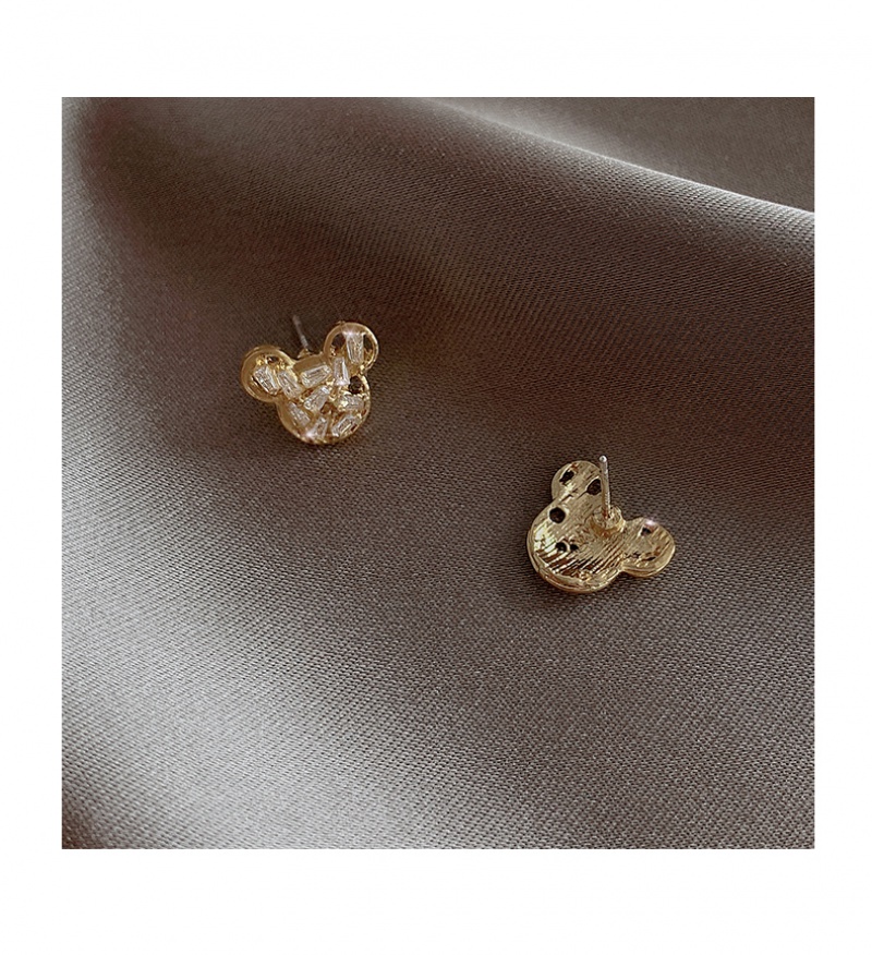 Hoa tai mạ bạc hình chú gấu đơn giản đáng yêu