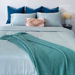Bộ Ga Gối Sợi Tre Cao Cấp Mềm Mịn Thoáng Mát Màu Xanh | Bamboo Bedding Set SUNDAY