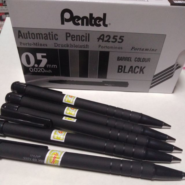 Bút chì bấm Pentel A255 thân đen ngòi 0.5mm