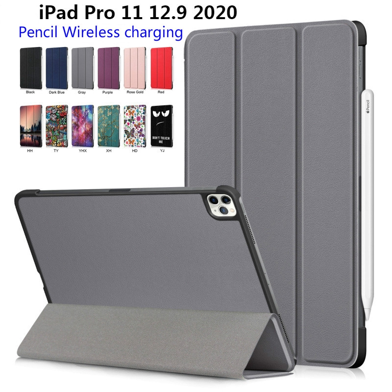 New 2020 iPad Pro 11 2Gen pro 12.9 2020 4Gen case auto wake up and sleep wireless charging for apple pencil cover Painted Leather Case