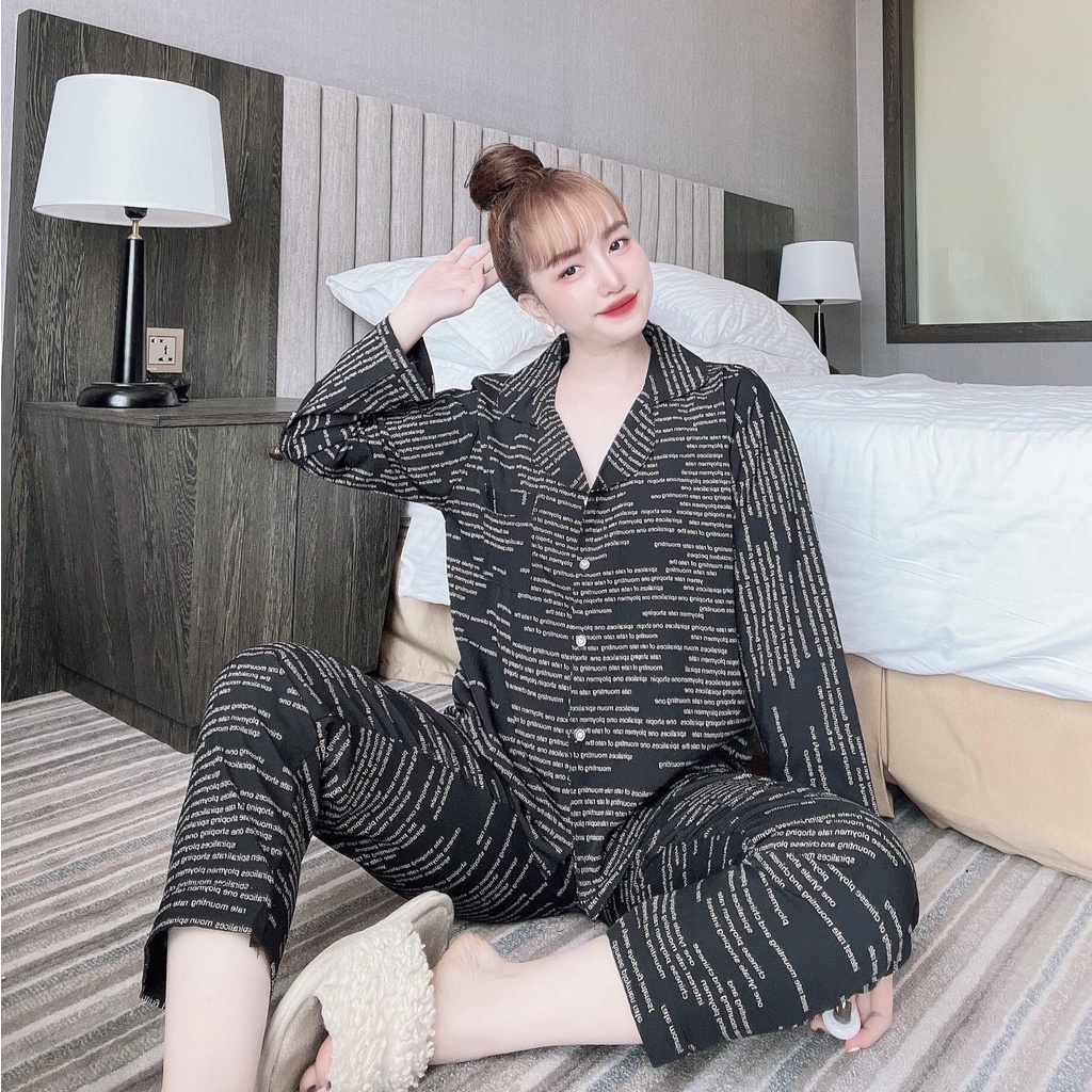 Đồ bộ , bộ mặc nhà pijama lụa in họa tiết cao cấp thoải mái mềm, mịn, mát