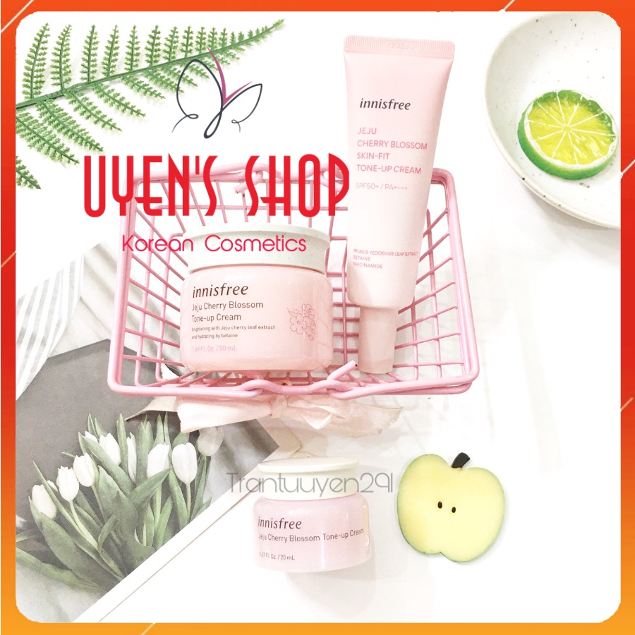 Kem dưỡng trắng da, nâng tone Innisfree Jeju Cherry Blossom Tone Up Cream/ Skin Fit Tone Up Cream SPF50+/PA++++