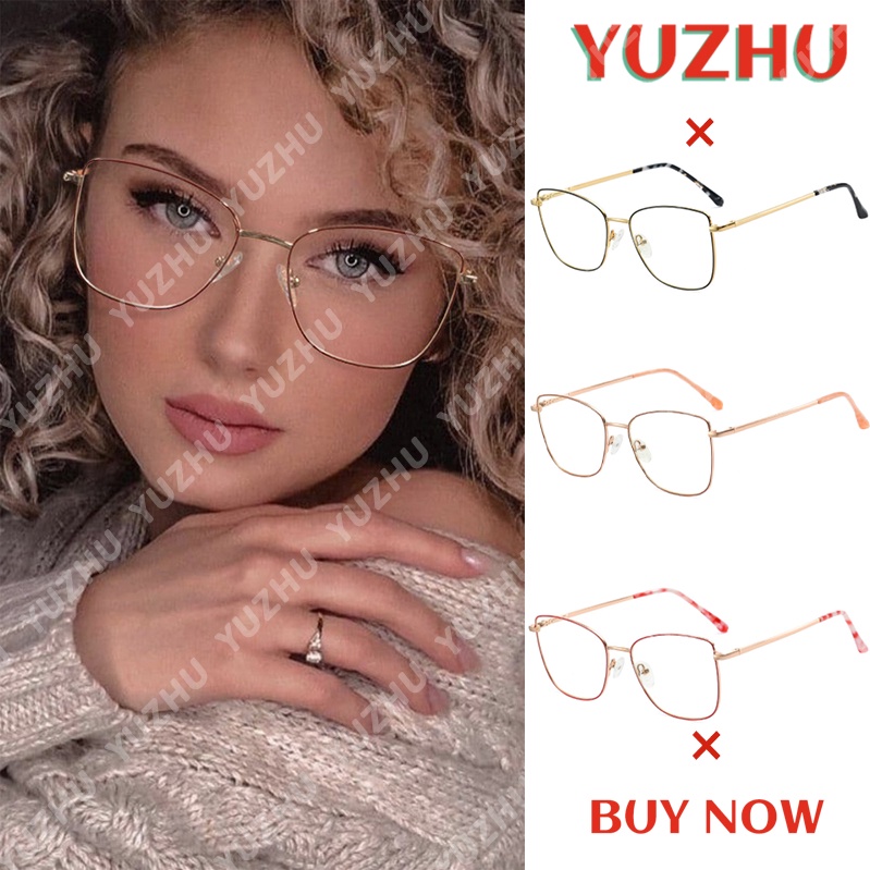 Kính Mắt Mèo Gọng Kim Loại Chống Bức Xạ Phong Cách Hàn Quốc Cho Nữ