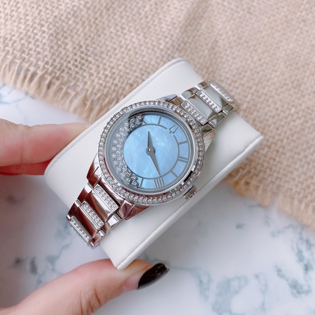 Đồng hồ nữ Bulova 96L260 mặt xà cừ màu xanh tím siêu đẹp