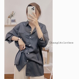 Áo sơ mi lụa không bóng hàng quảng châu dài 65cm