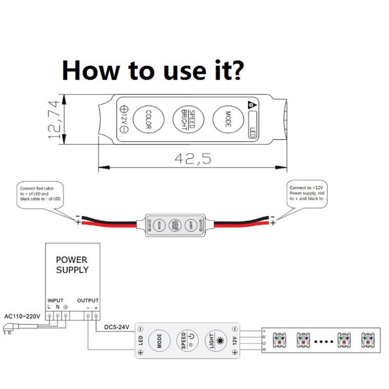 1 bộ điều khiển tắt mở đèn LED mini cho 3528 5050 | BigBuy360 - bigbuy360.vn
