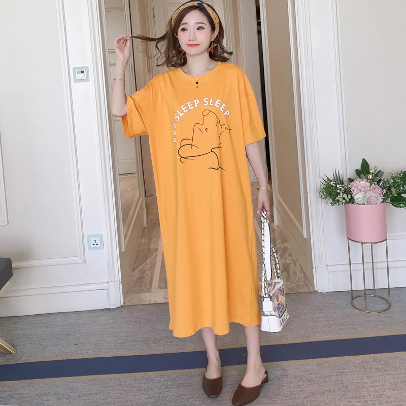 (VIDEO) Đầm thun suông chất cotton in hình gấu ngủ video thật shop quay | BigBuy360 - bigbuy360.vn