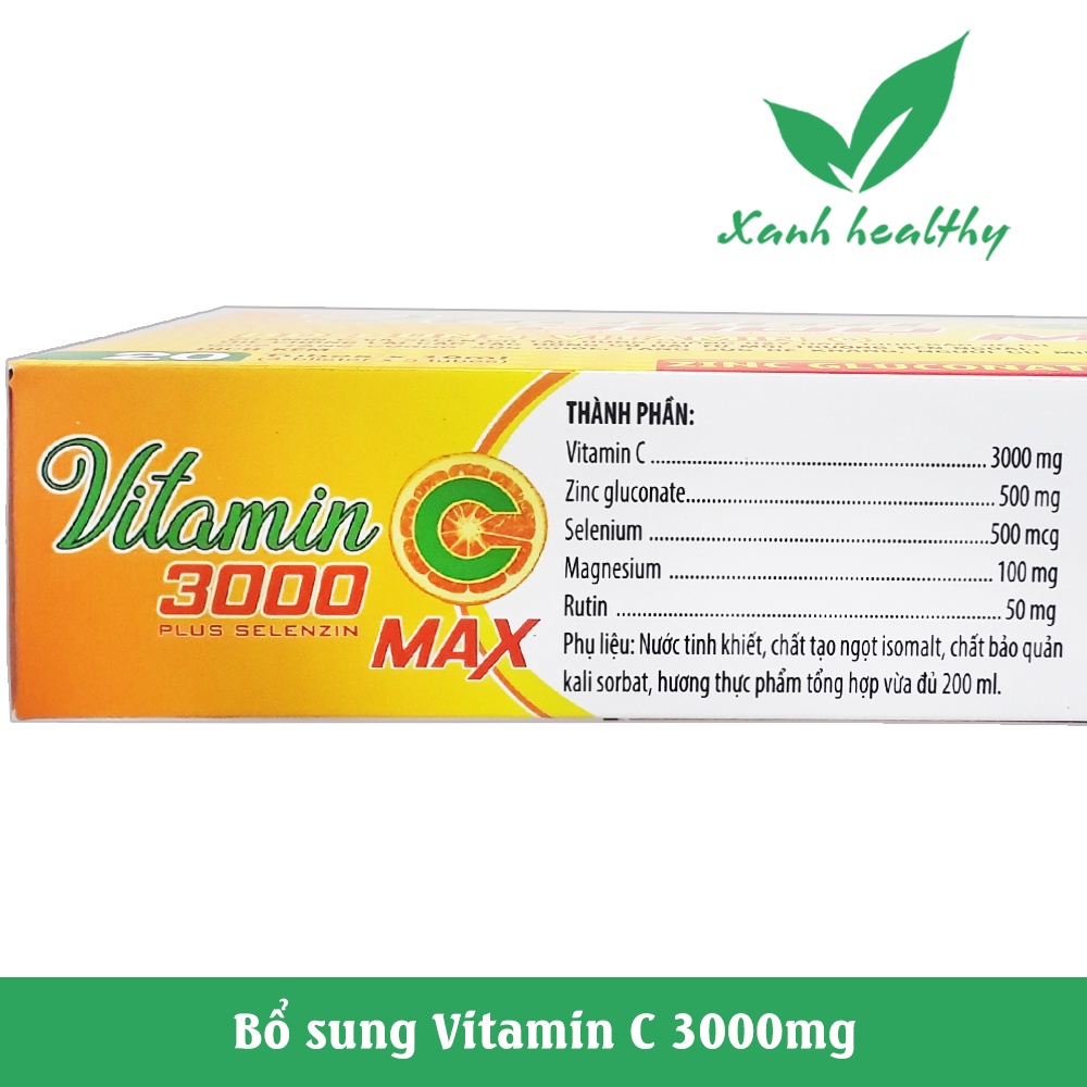 Vitamin C 3000mg Plus Selenxin Max - Bổ sung Vitamin C, rutin, zin C giúp tăng cường sức đề kháng cho trẻ từ 6 tháng t