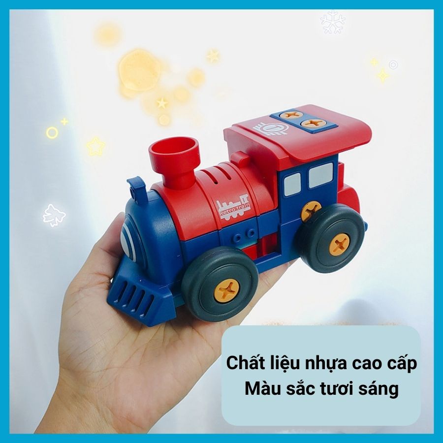 Đồ chơi lắp ráp mô hình ô tô, máy bay, tàu hoả DIY vặn ốc vít cho bé