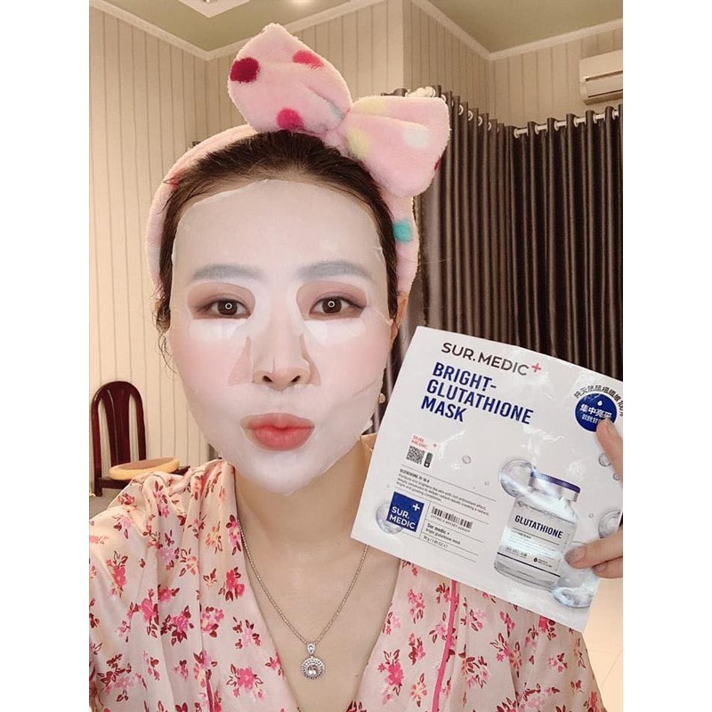 [mẫu mới 2022] Mặt Nạ Làm Trắng Chuyên Sâu - Sur.Medic Bright Glutathione Mask ( hộp 10 miếng)