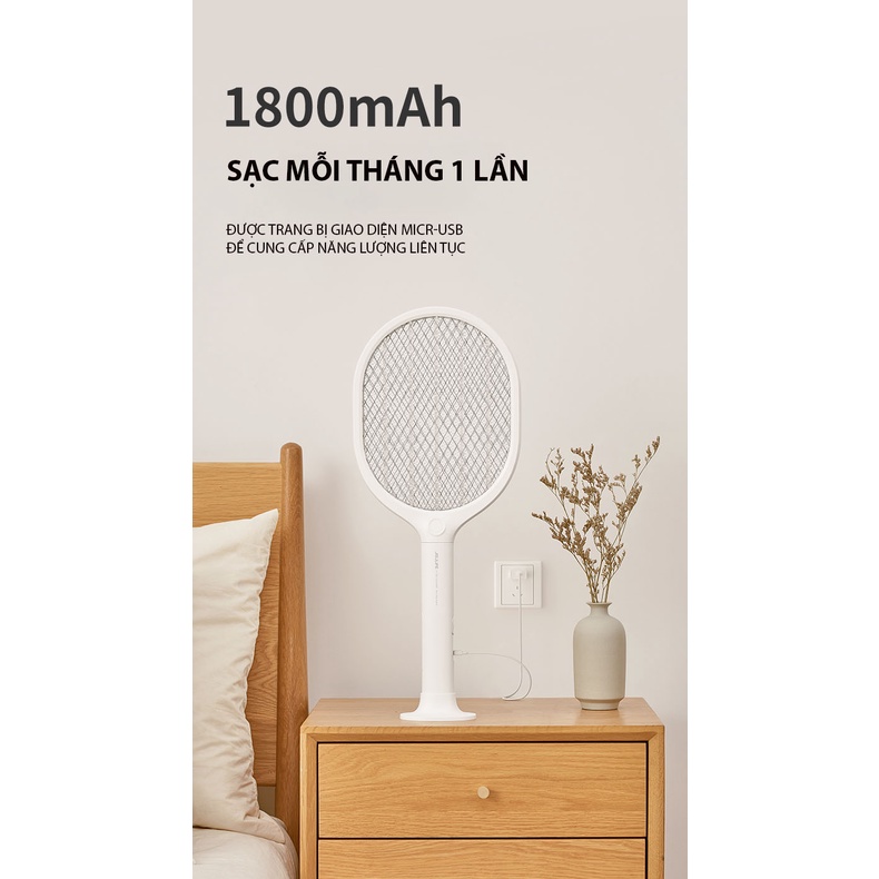Vợt Muỗi Thông Minh Kiêm Đèn Bắt Muỗi Tự Động Jisulife MS02 - 3 Chức Năng Trong 1 - Điện Áp Cao 2700V - Pin 1800mAh