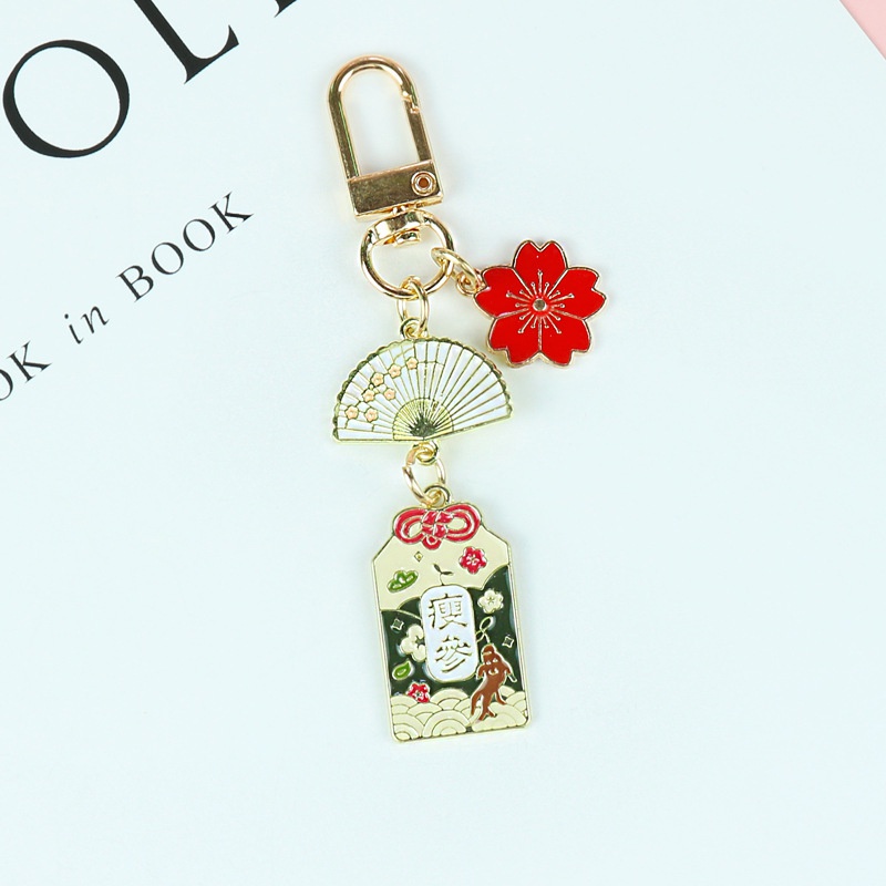 Móc khóa gắn phụ kiện trang trí hình hoa anh đào phong cách Nhật Bản