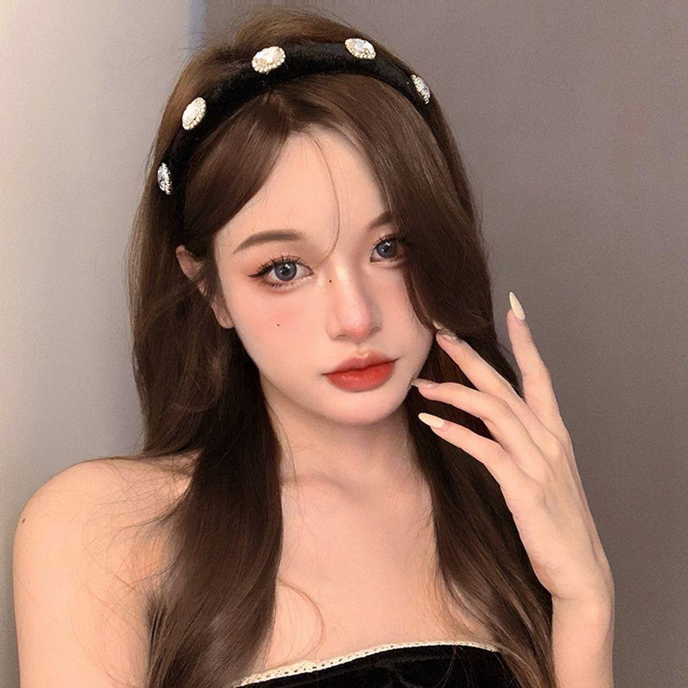 DANILO Băng đô cài tóc rửa mặt Vải Nhung Dày Dặn Đính Đá Phong Cách Baroque Cổ Điển Dành Cho Nữ