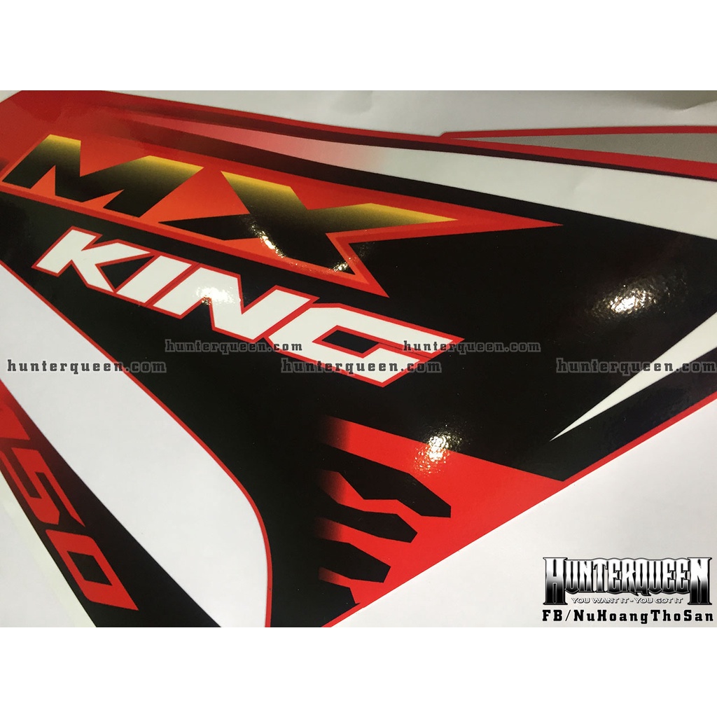 Tem rời dán xe Exciter 150 màu đỏ. Chủ đề MX king phối đen vàng, chất liệu cao cấp