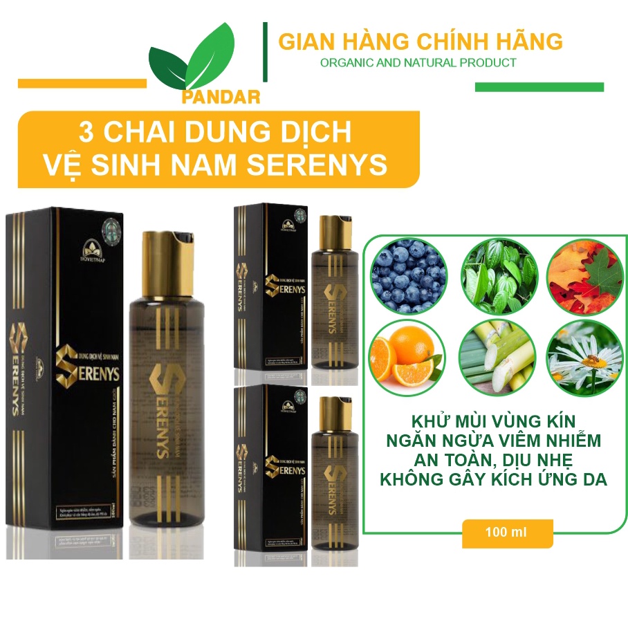 [3 CHAI] Dung dịch vệ sinh nam Serenys, khử mùi vùng kín, mùi thơm dịu nhẹ, chai 100ml, PANDAR