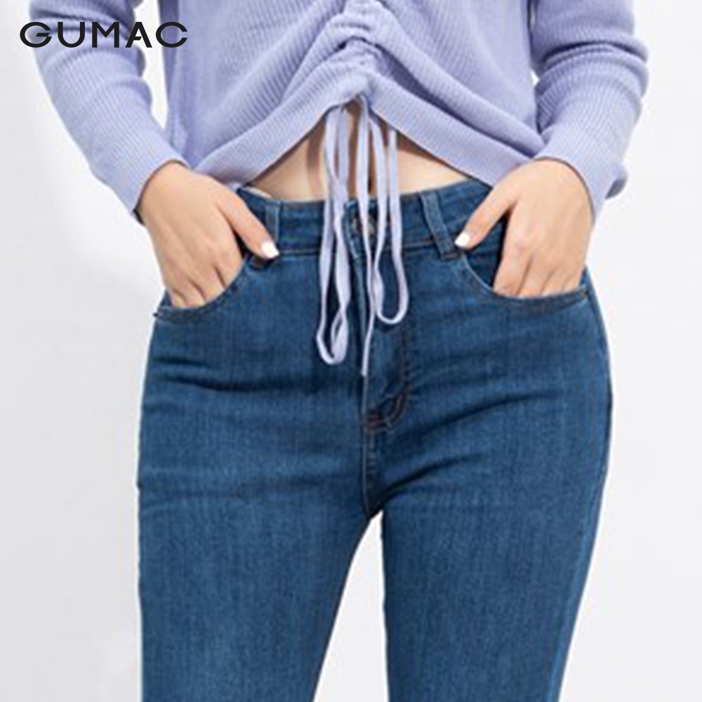 Quần jeans nữ rua lai GUMAC phong cách hàn quốc, năng động QJA9220