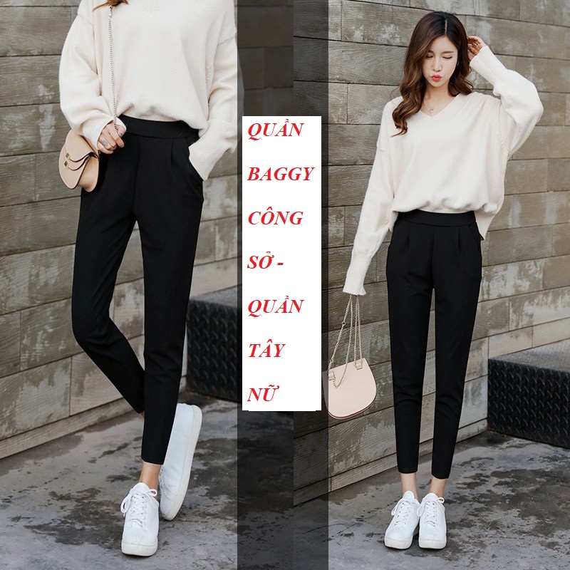 Quần Baggy công sở [100% Quảng Châu - Freeship] Quần tây nữ phong cách trẻ trung, năng động