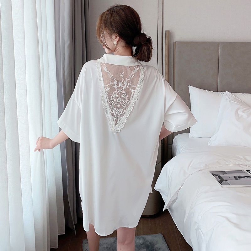 Herbe's Secret  Bộ Đồ Ngủ Áo Sơ Mi Voan Phong Cách Gợi Cảm Cho Nữ Mặc Nhà
