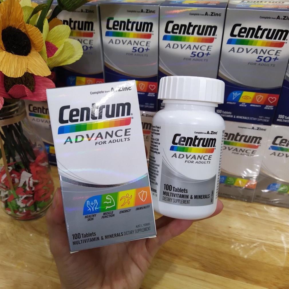 [Đủ bill] Vitamin tổng hợp Centrum Advance cho người lớn & trung niên 100 viên date 9/23 date mới nhất của hãng