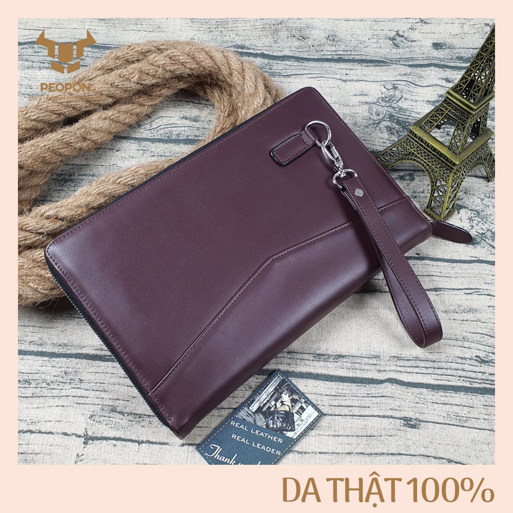 [DA BÒ THẬT] Ví Clutch Nam Cầm Tay Da Nappa - Túi Clutch Nam Công Sở Cao Cấp - Bảo Hành 3 Năm