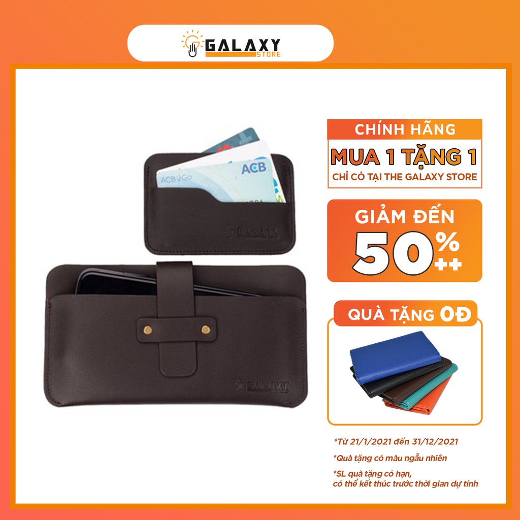 Combo Bộ 2 Ví Bóp Dài Ví Mini Nhỏ Da Bò Để Điện Thoại Card Thẻ Galaxy Store GVD01C01 - Hàng Chính Hãng