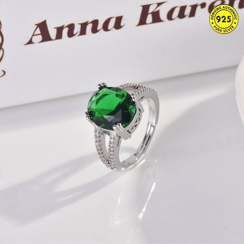 Nhẫn hở hình quả trứng ngỗng đính đá rubellite sang trọng có thể điều chỉnh kích cỡ cho nữ