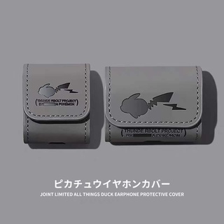 Vỏ Bảo Vệ Hộp Sạc Tai Nghe Airpods 1 2 3 Pro Bằng Da In Họa Tiết Hoạt Hình Pikachu Dễ