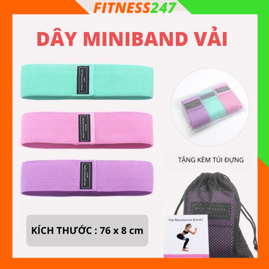 Dây Kháng Lực Tập Mông Đùi, Dây MiniBand Tập Gym, Yoga, Pilates Vải Thun Đàn Hồi Chống Trượt