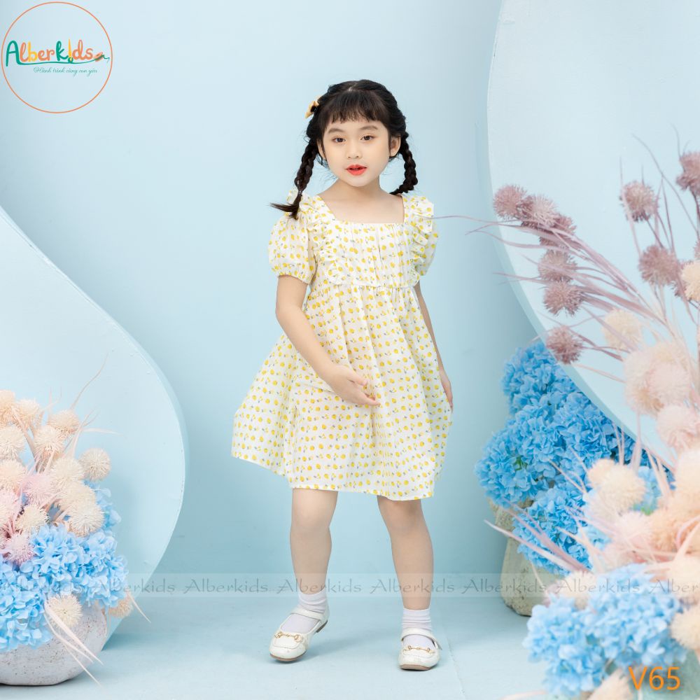 Váy bé gái ALBER họa tiết quả cam công chúa xinh đẹp cho trẻ em 2,3,4,5,6,7,8,9,10,11,12 tuổi [V65]