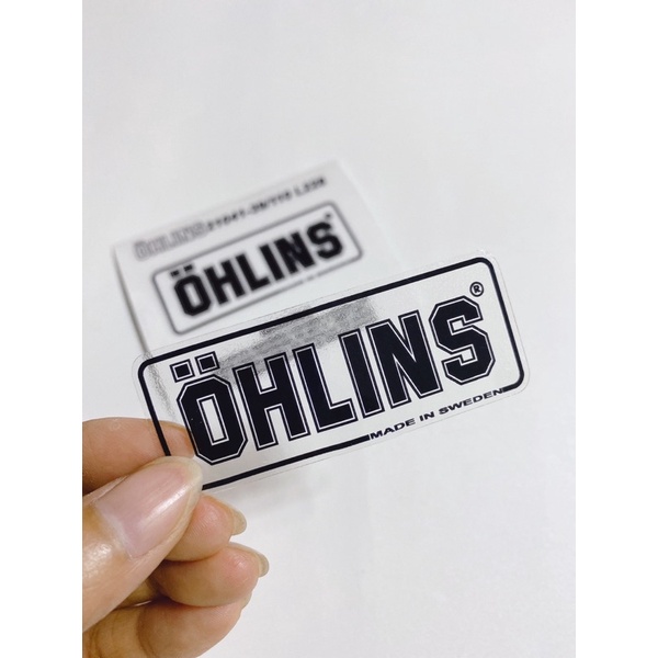 Cặp 2 tem chữ OHLINS trong suốt, RCB crom 7màu dán trang trí bình dầu và chân phuộc