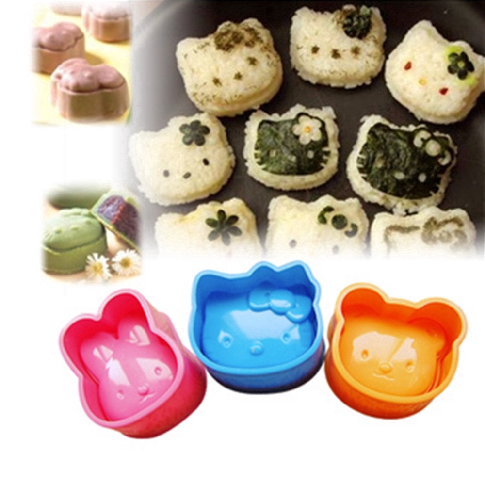 Bộ 3 Khuôn Làm Cơm Bento Hình Mèo Đáng Yêu