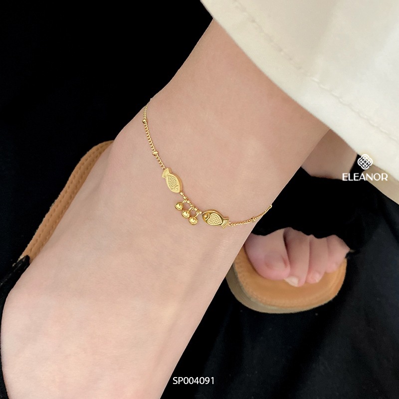 Lắc chân nữ titan Eleanor Accessories mặt hình cá phối bi tròn phụ kiện trang sức xinh xắn dễ thương