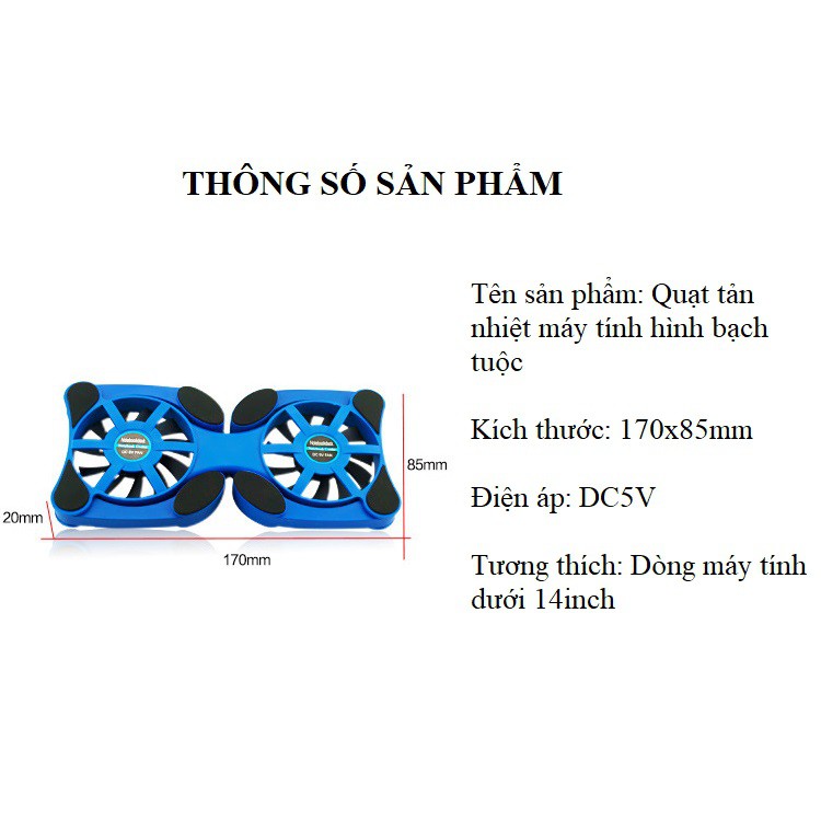 Quạt Tản Nhiệt ❤️FREESHIP❤️ Đế Tản Nhiệt Laptop Làm Mát Máy Tính Nhanh Chóng - Phụ Kiện Laptop BT11