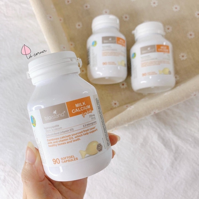 Milk canxi bioisland - Canxi sữa bổ sung canxi cho bé từ 7 tháng tuổi, lọ 90viên