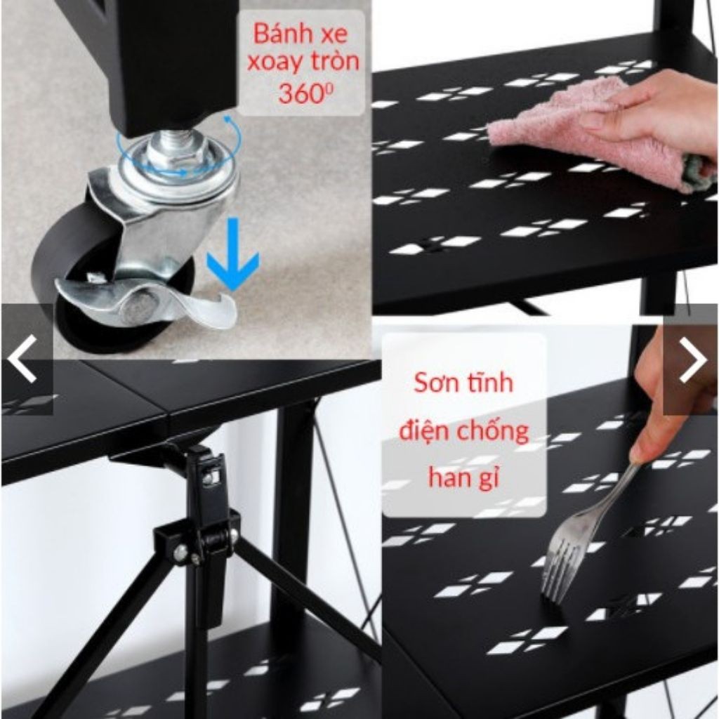 Kệ gấp gọn, kệ sắt để đồ đa năng gấp gọn có bánh xe, kệ gia dụng- BẢO HÀNH 12 THÁNG
