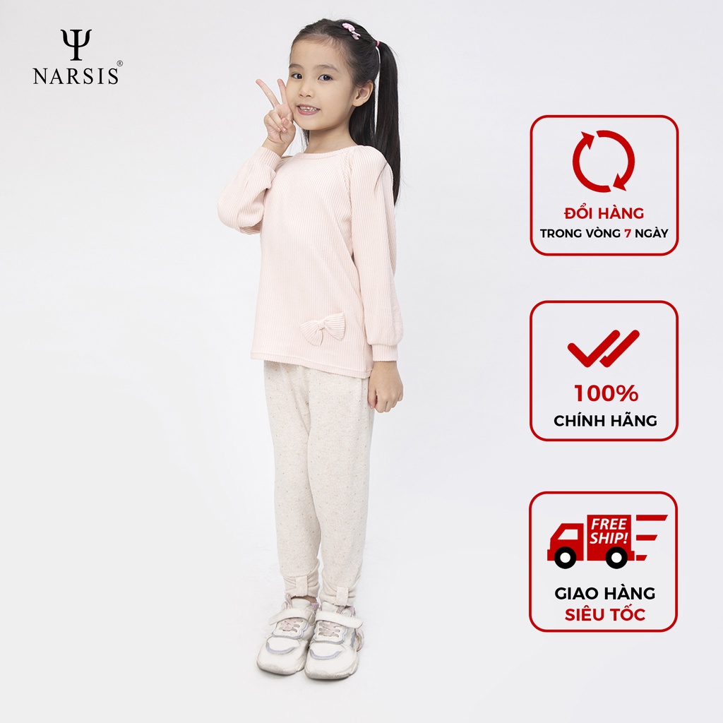Quần thun bé gái Narsis KP0003 chất len màu vàng nhạt đính cườm