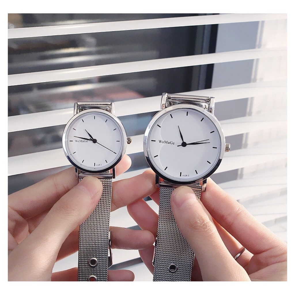 ĐỒNG HỒ NAM NỮ DÂY LƯỚI BẠC WOMAGE 2 MÀU THỜI TRANG CỰC ĐẸP | BigBuy360 - bigbuy360.vn