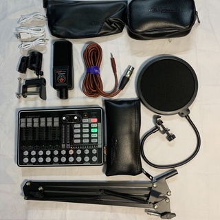 combo bộ livestream thu âm cao cấp suond card h9 bluetooth AUTOTUNE mic AQTA ALC-280 chân kẹp màng lọc đủ phụ kiện kèm t