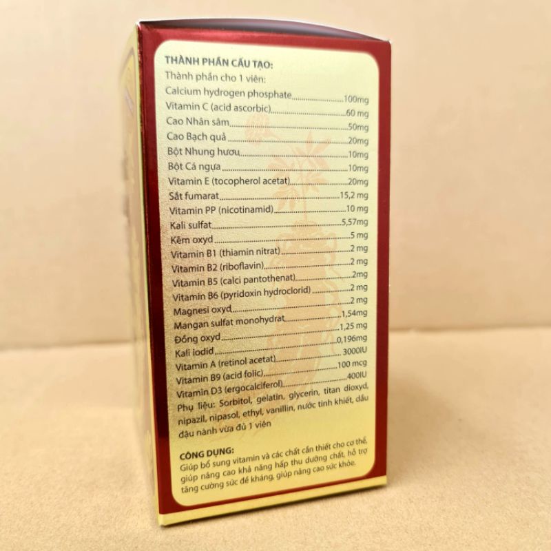 Homramin Ginseng nhân sâm giúp tăng cường bồi bổ sức khỏe - Nguyên liệu nhập khẩu Mỹ - Hộp 60 viên