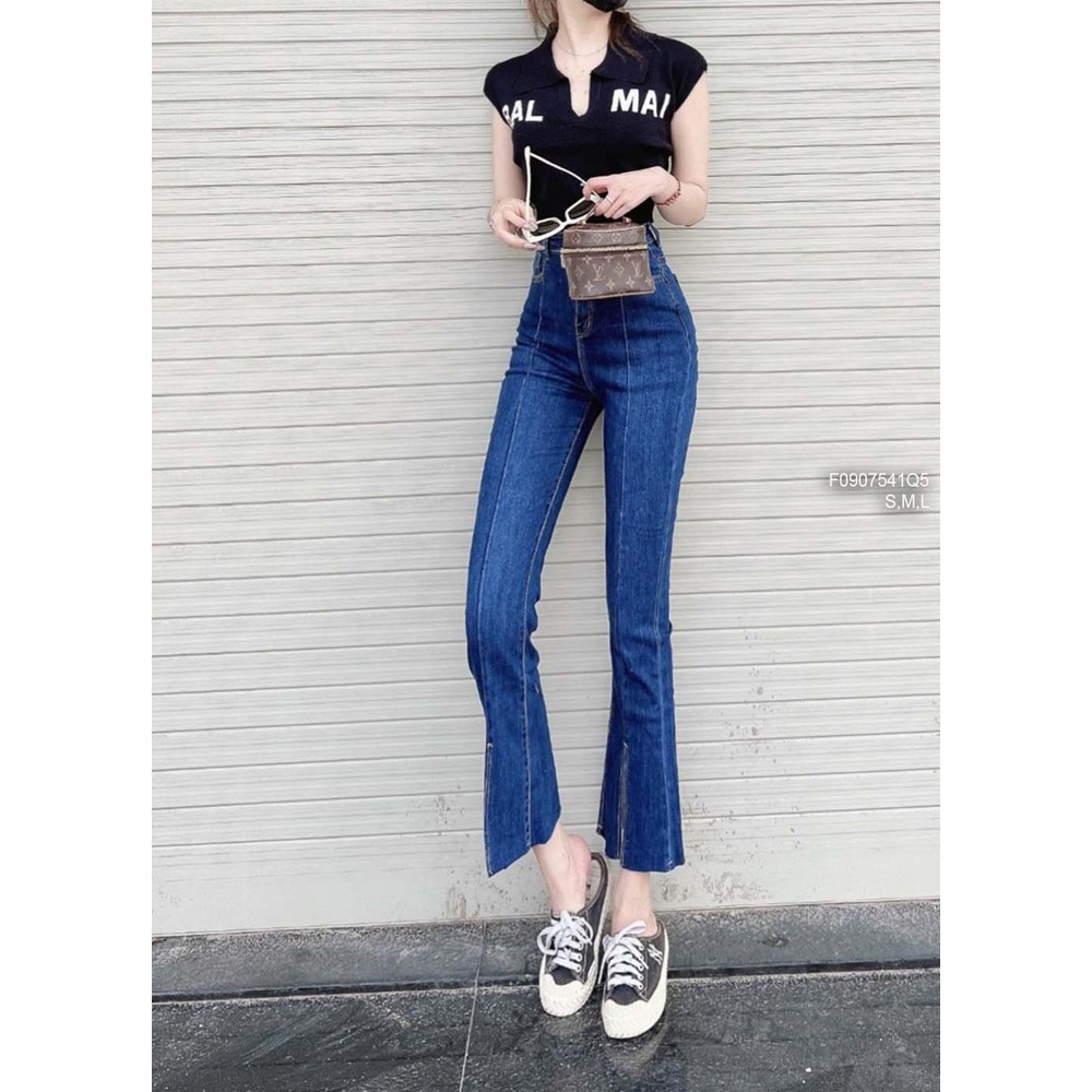 Quần jean dài ống ống pass lỡ chít thân xẻ lai lưng cao tôn dáng!