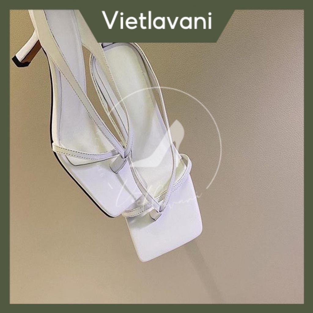Giày sandal nữ vietlavani mã S17 mũi vuông gót nhọn cao 7cm hàng đẹp có 2 màu trắng và đen