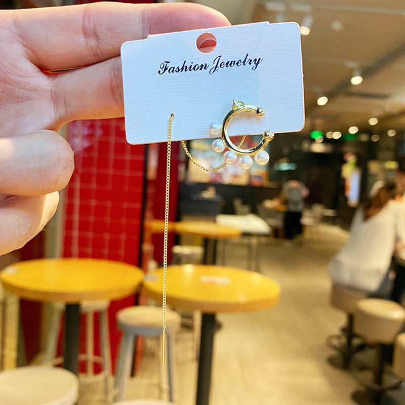 Đôi bông tai dáng dài đính ngọc trai nhân tạo sang trọng cho nữ