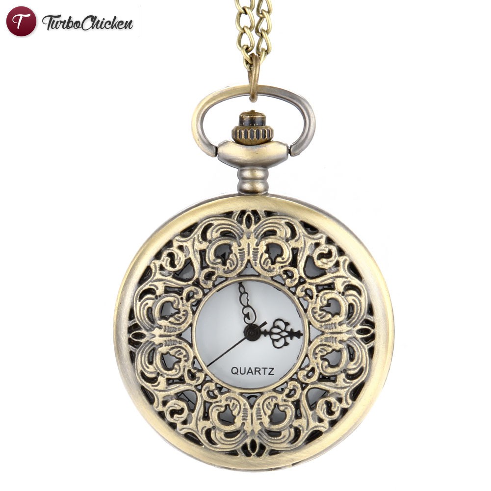 Đồng hồ quả quýt chạm khắc hình bông hoa phong cách Steampunk