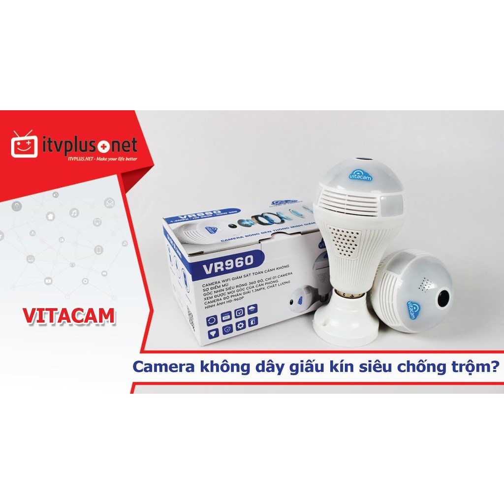 Camera bóng đèn Full HD 2.0 MP, quay toàn cảnh 360 độ, ghi âm, lưu trữ video | BigBuy360 - bigbuy360.vn