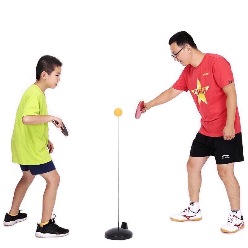 [LOẠI 1] Bóng bàn phản xạ Vtoys loại 1 cao cấp (2 vợt gỗ, 3 bóng, 2 dây đàn hồi, 1 đế thép không gỉ)