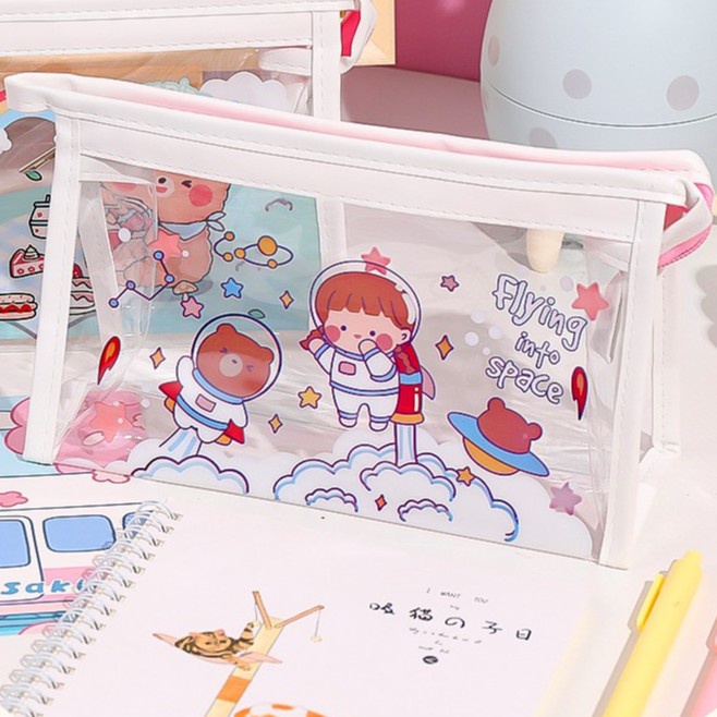 Túi Bút Trong Suốt Nhiều Họa Tiết Hoạt Hình Cute Dễ Thương
