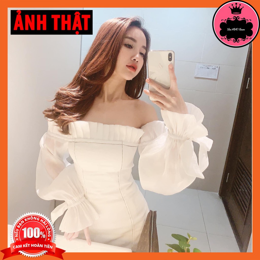 VÁY BODY TAY PHỒNG CÓ MÚT NGỰC 3 SIZE S,M,L MÀU TRẮNG, HỒNG VẢI BỐ KÈM LƯỚI | BigBuy360 - bigbuy360.vn