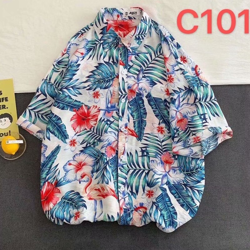Real shot spot new men's urban fashion summer seaside vacation casual Hawaiian style short-sleeved shirt