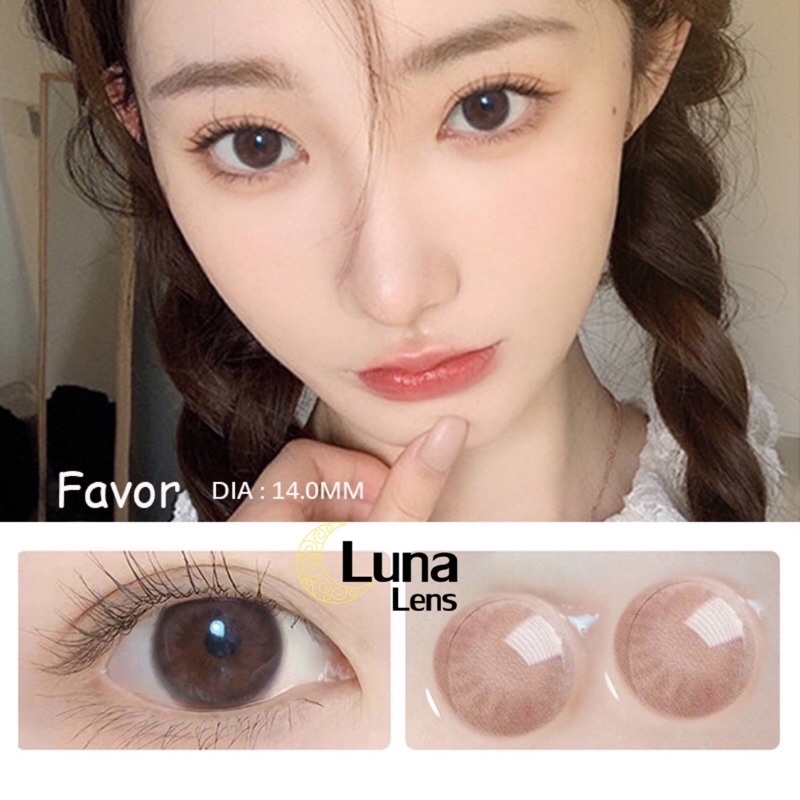 MỘT ĐÔI KÍNH ÁP TRÒNG MÀU HỒNG NÂU THẠCH FAVOR SIÊU ÊM SIÊU MỀM NỘI ĐỊA TRUNG QUỐC - LENS CÓ ĐỘ CẬN