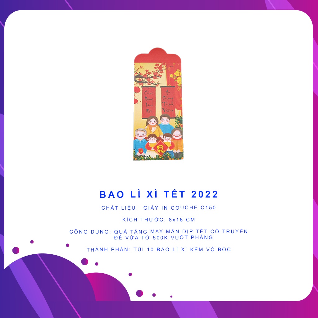 Bao lì xì Tết cao cấp (set 10 cái) Master store